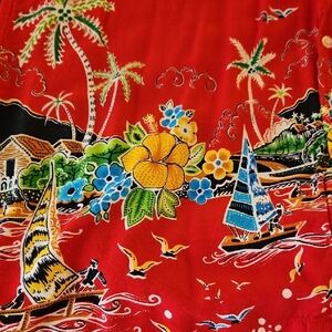 Vibrant Red Tropical Print Shirt